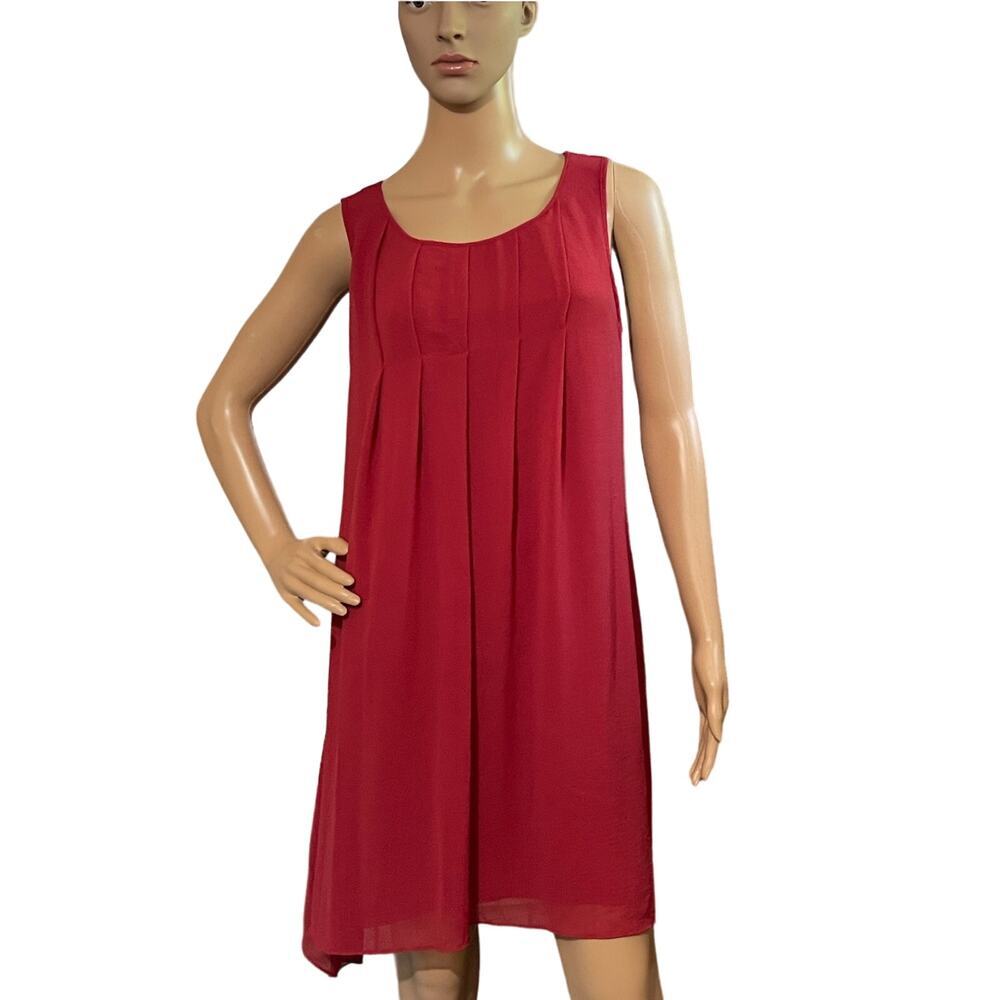Max Studio Womens Pleated Sleeveless Dress A-Line Asymmetrical  Red Size‎ Small